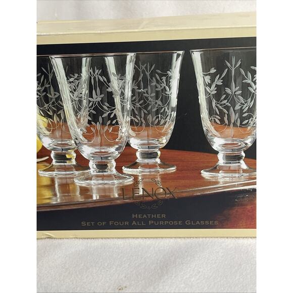 LENOX set of 4 double old fashioned glasses "Heather" with Original Box - Picture 5 of 9